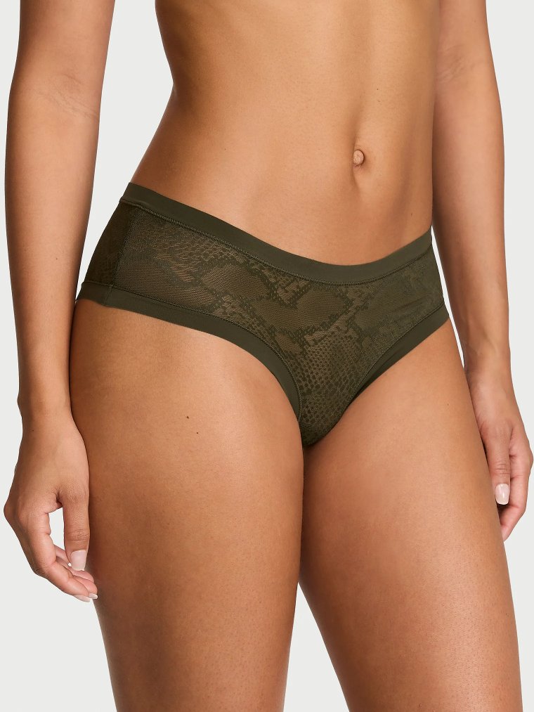 Невидимые трусики (Cheeky Panty) из сетки с змеиным принтом