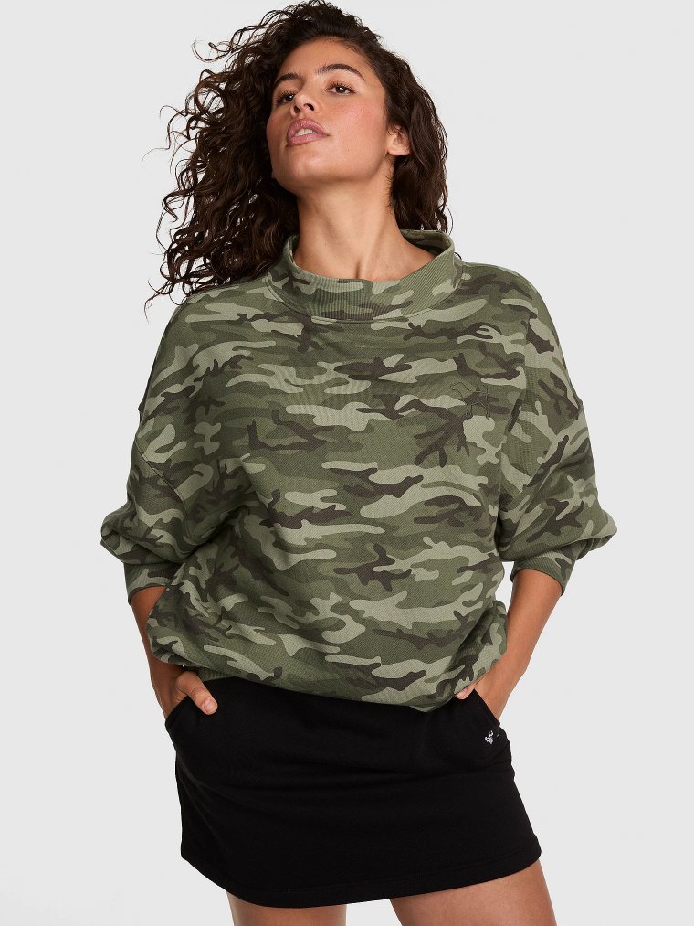 Свободной кроя худи с воротником-стойкой Campus Fleece™ (оверсайз свитшот с высоким воротником)