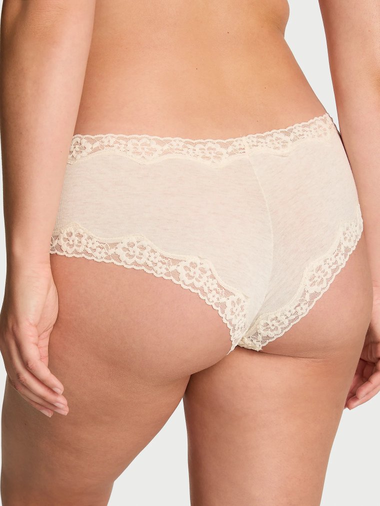 Хлопковые трусики с кружевным поясом и смещённой посадкой (Cheeky)