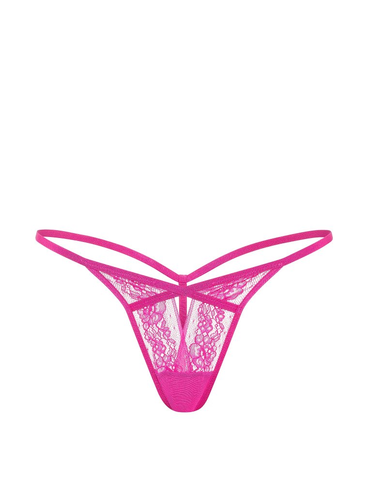 Кружевные трусики V-стринги (V-String) из розового кружева (Rose Lace) с ремешками (Strappy) и вырезами (Cut-Out)