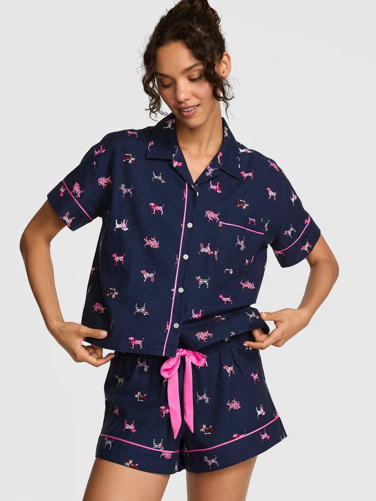 Любимый комплект короткой пижамы из фланели
