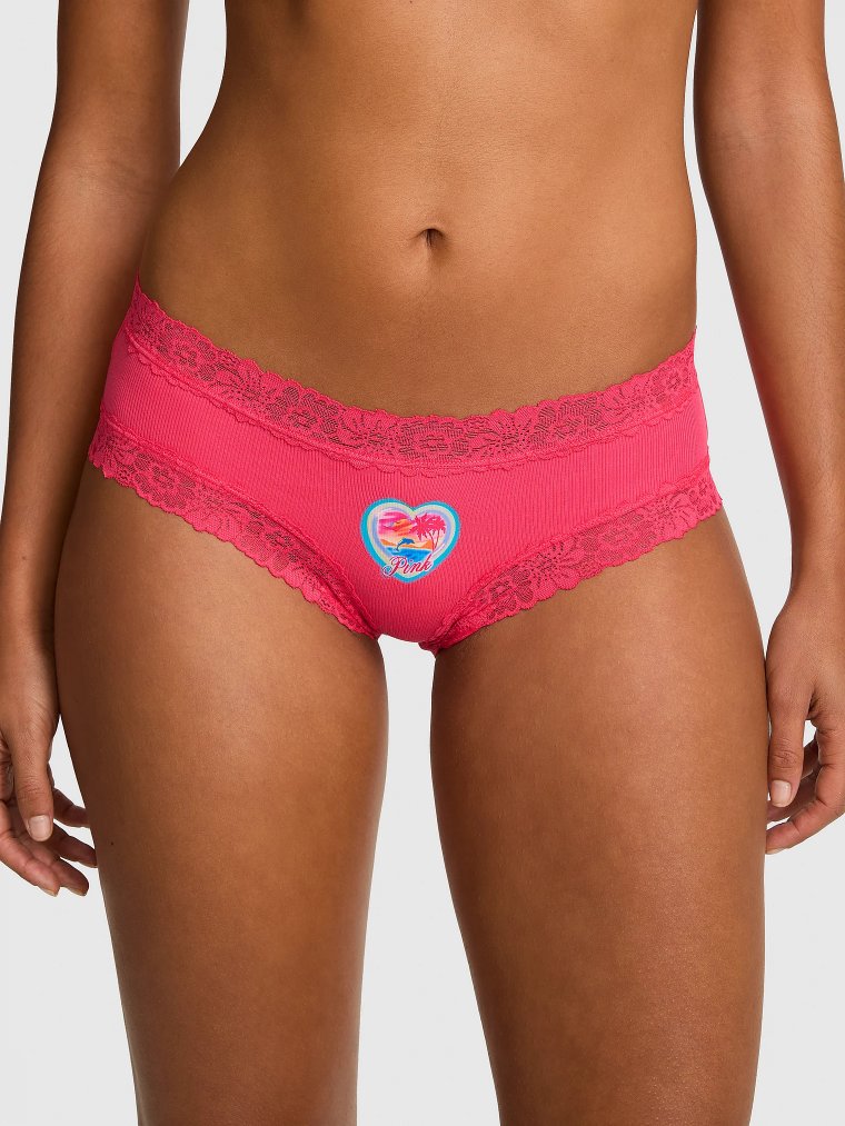 PINK Wink™ Хлопковые трусики-бразильянки с кружевной отделкой