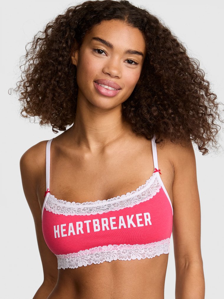 Хлопковый бралетт (Bralette) без подкладки с кружевной отделкой и округлым вырезом