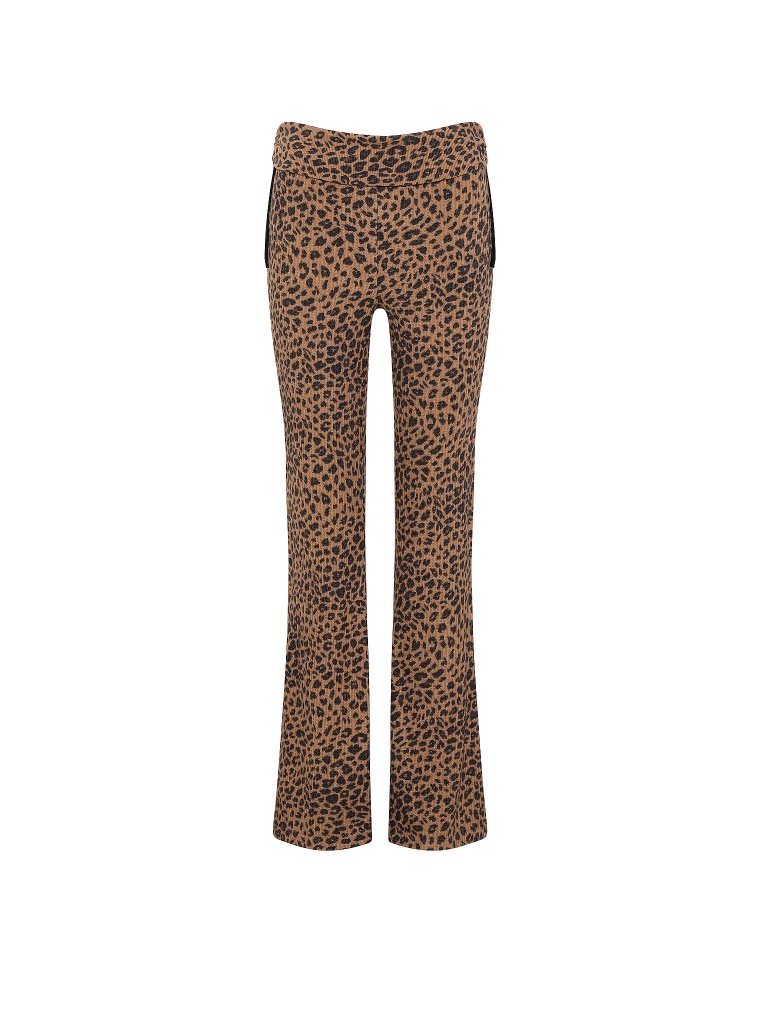 Расклешённые брюки с отворачиваемым поясом из вафельного полотна (Waﬄe Knit Foldover Flare Pants)