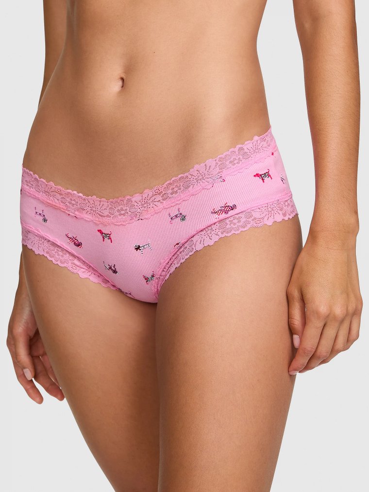 PINK Wink™ Хлопковые трусики-бразильянки с кружевной отделкой