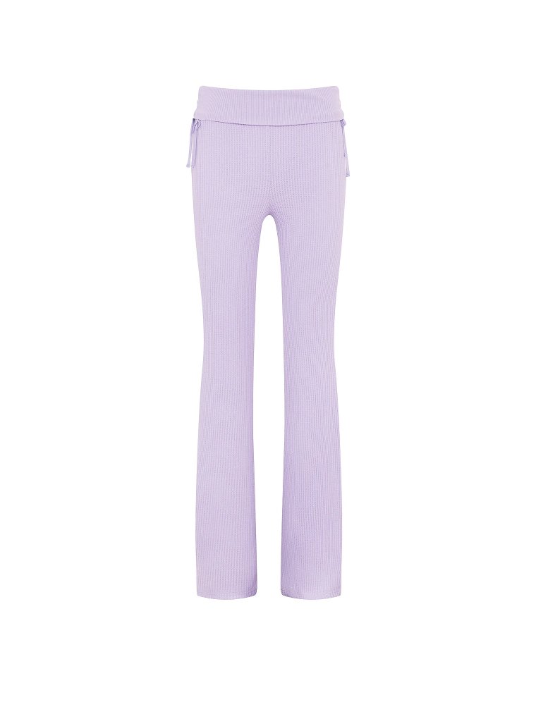 Расклешённые брюки с отворачиваемым поясом из вафельного полотна (Waﬄe Knit Foldover Flare Pants)