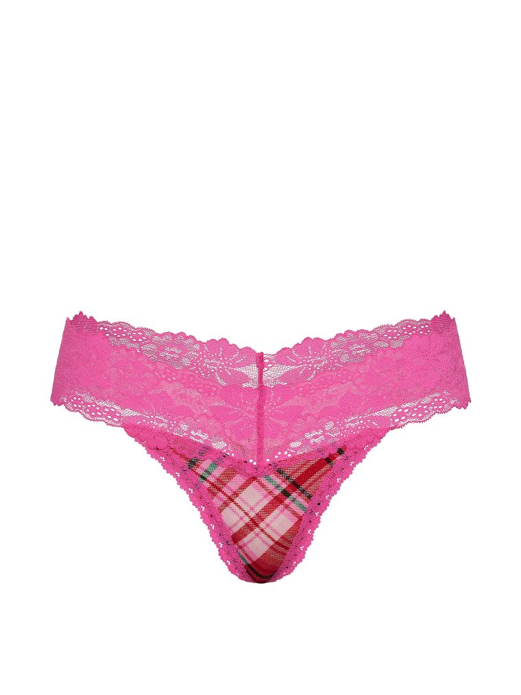 PINK Wink™ хлопковые стринги с кружевной отделкой