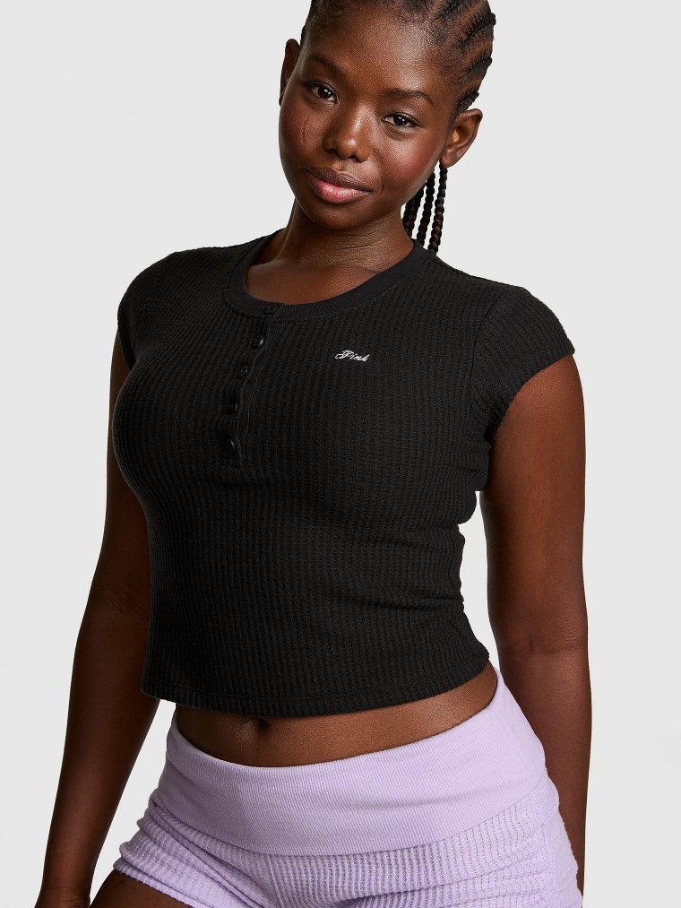 Футболка-хенли с вафельной вязкой (Waffle Knit Henley Tee)