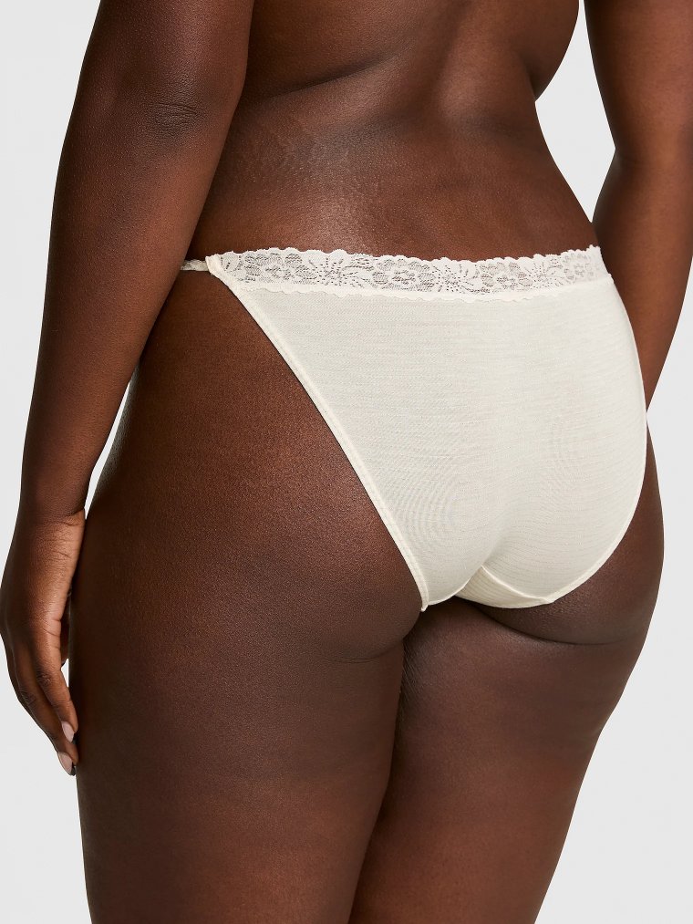 Хлопковые трусики-бикини (String Bikini Panty) с кружевной отделкой (Lace-Trim)
