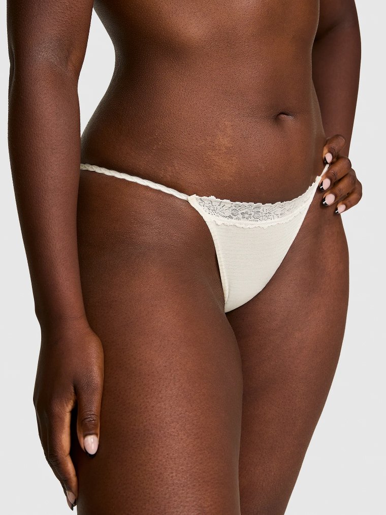 Хлопковые трусики-бикини (String Bikini Panty) с кружевной отделкой (Lace-Trim)