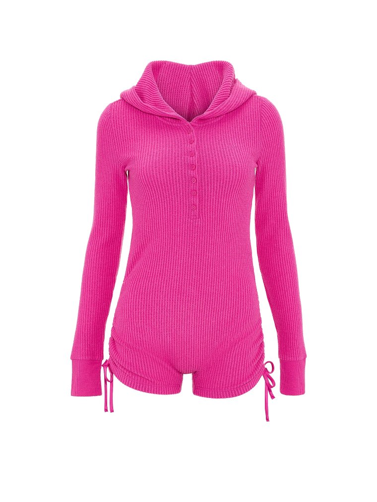 Комбинезон-пижама (Onesie) из вафельной вязки (Waffle Knit) с длинными рукавами, укороченный