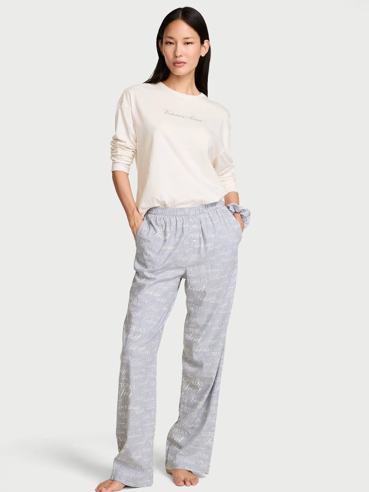CozyFlannel™ Long Tee-Jama & Scrunchie Set