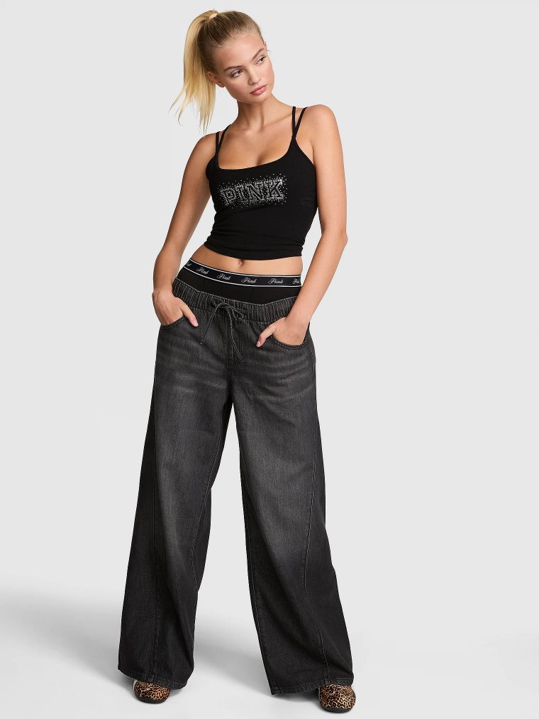 Front-Tie Wide-Leg Pants