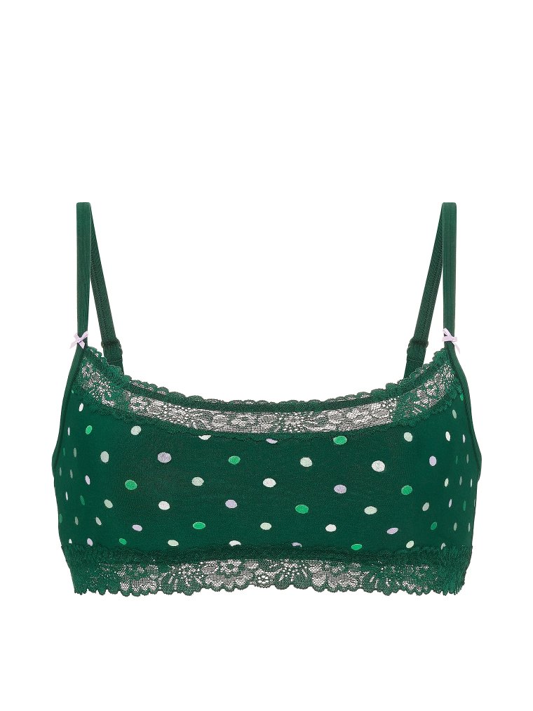 Хлопковый бралетт (Bralette) без подкладки с кружевной отделкой и округлым вырезом