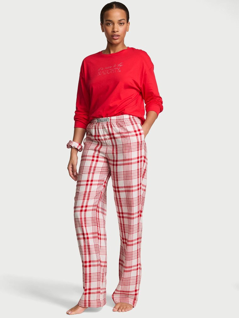 CozyFlannel™ Long Tee-Jama & Scrunchie Set