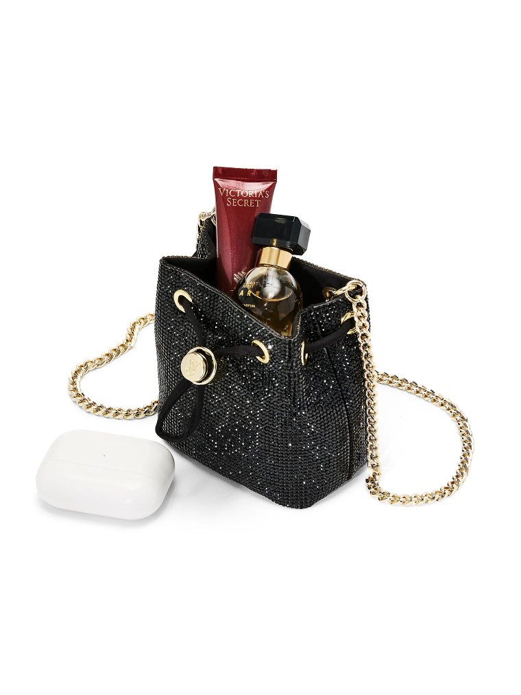 Diamanté Cinched Micro Crossbody Bag