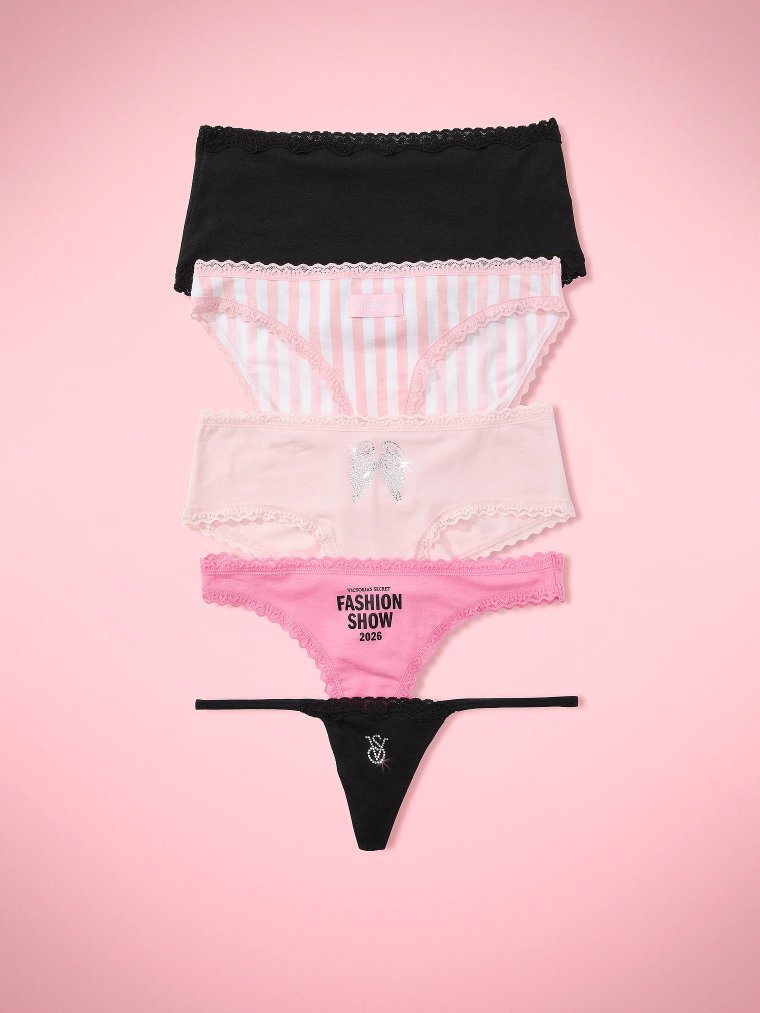VSFS '26 5-Pack Cotton Lace-Trim Mixed Silhouette Panties