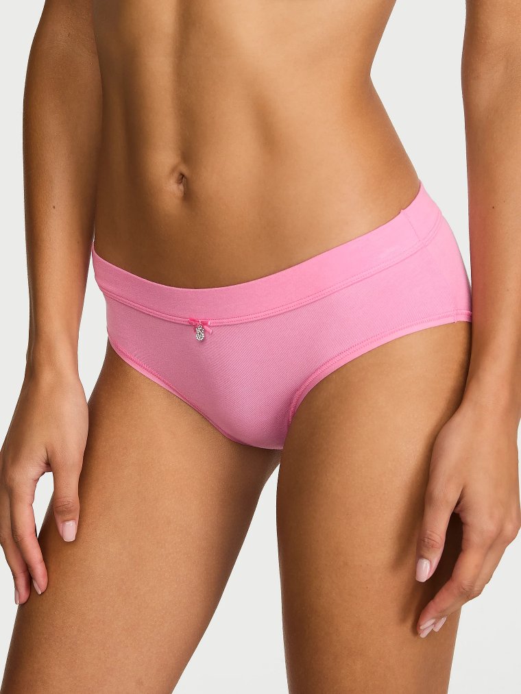 Logo Cotton Bow Charm Hiphugger Panty