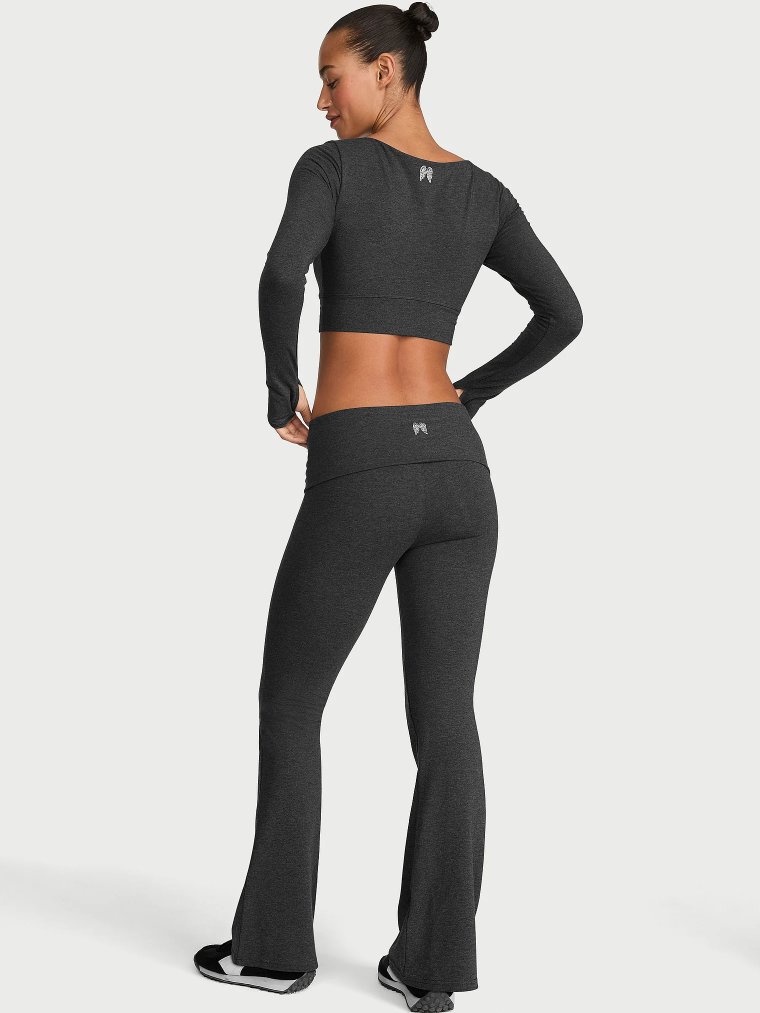 Хлопковые леггинсы (Cotton Foldover Flare Legging) с отворачивающимся поясом и расширением книзу