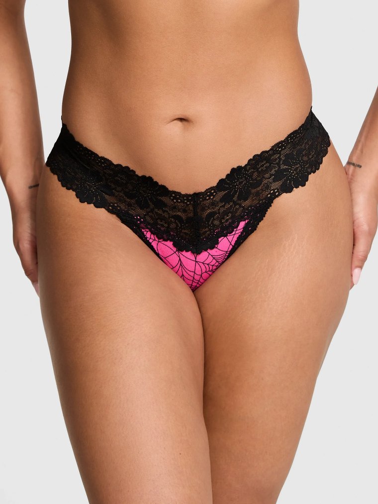 PINK Wink™ хлопковые стринги с кружевной отделкой