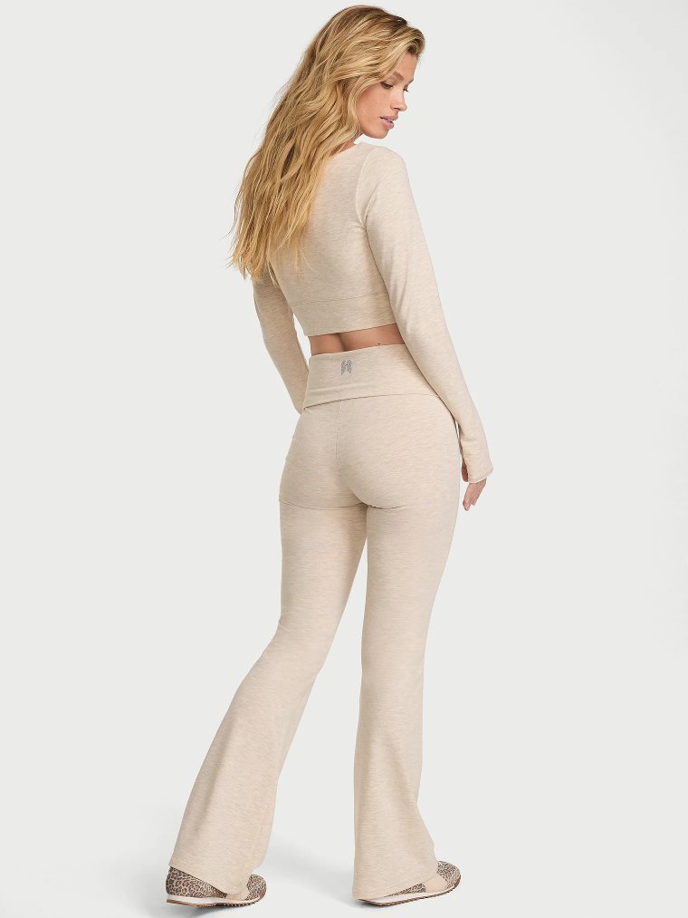 Хлопковые леггинсы (Cotton Foldover Flare Legging) с отворачивающимся поясом и расширением книзу