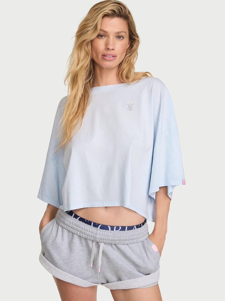 Футболка (Crop Tee) из 100% хлопка свободного кроя (Oversized), укороченная (Crop)