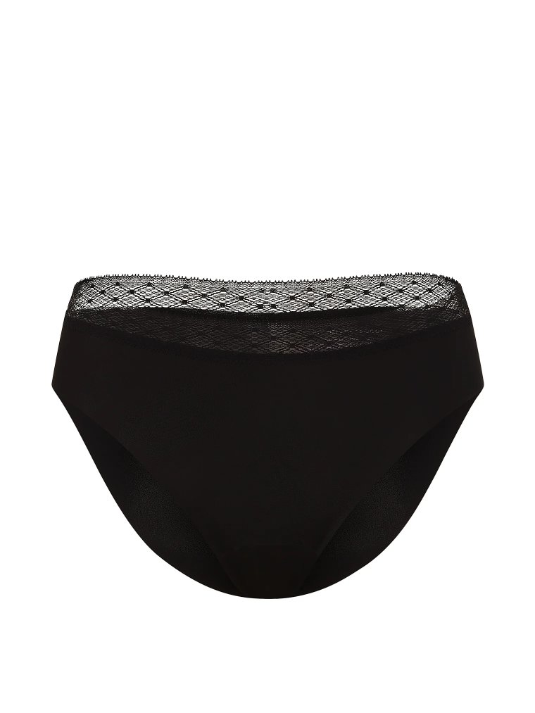 No-Show Mesh-Trim Mid-Rise Bikini Panty