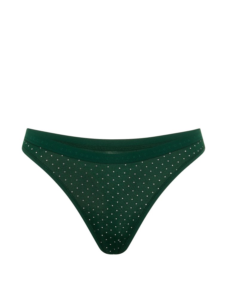 Stretch Cotton High-Leg Scoop Thong Panty