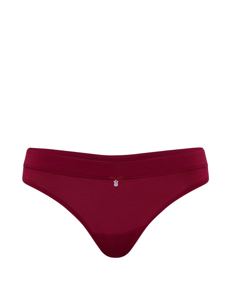 Logo Cotton Bow Charm Thong Panty