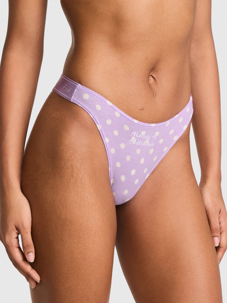 Стринги хлопковые с высокой линией бёдер (Logo Cotton High-Leg Thong Panty)