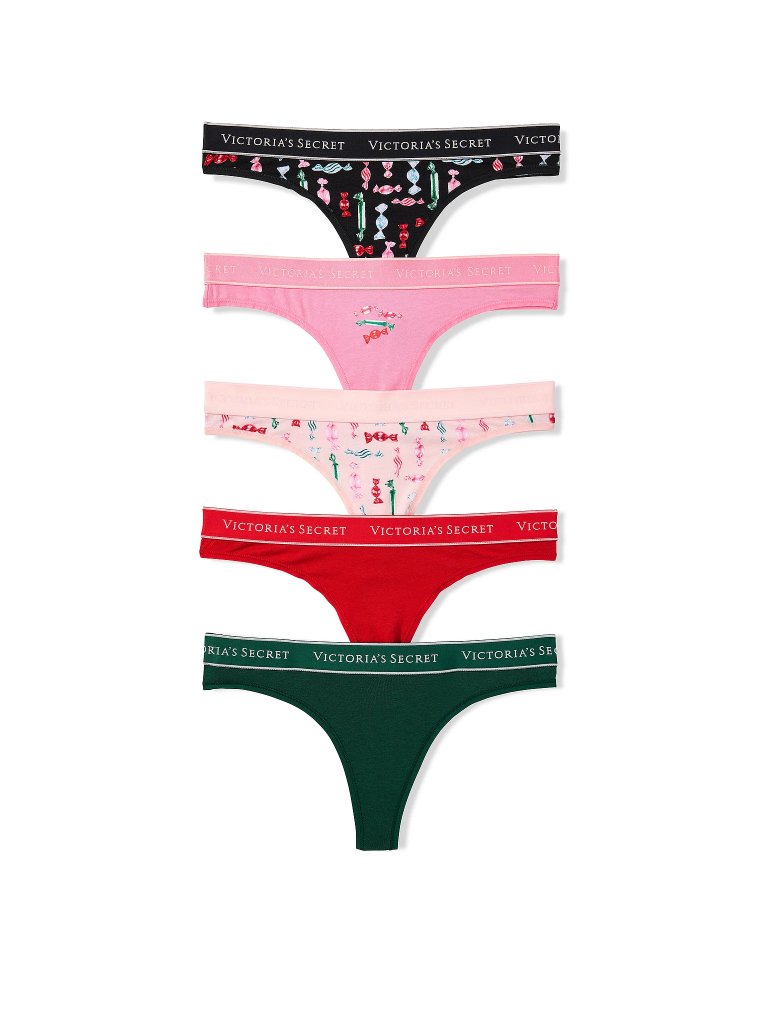 5-Pack Logo Cotton Candy Thong Panties