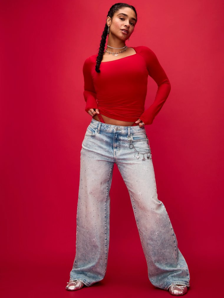 Denim by PINK Baggy Wide-Leg Jeans