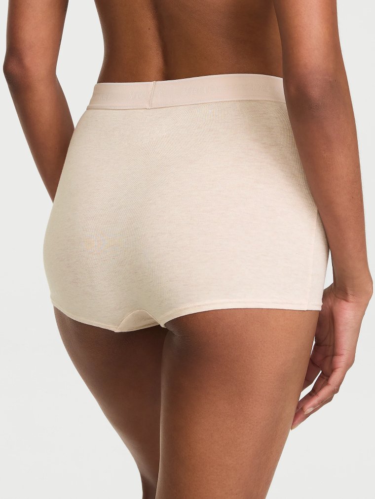 Трусы-боксеры (Boyshort) из хлопка с высокой посадкой и логотипом