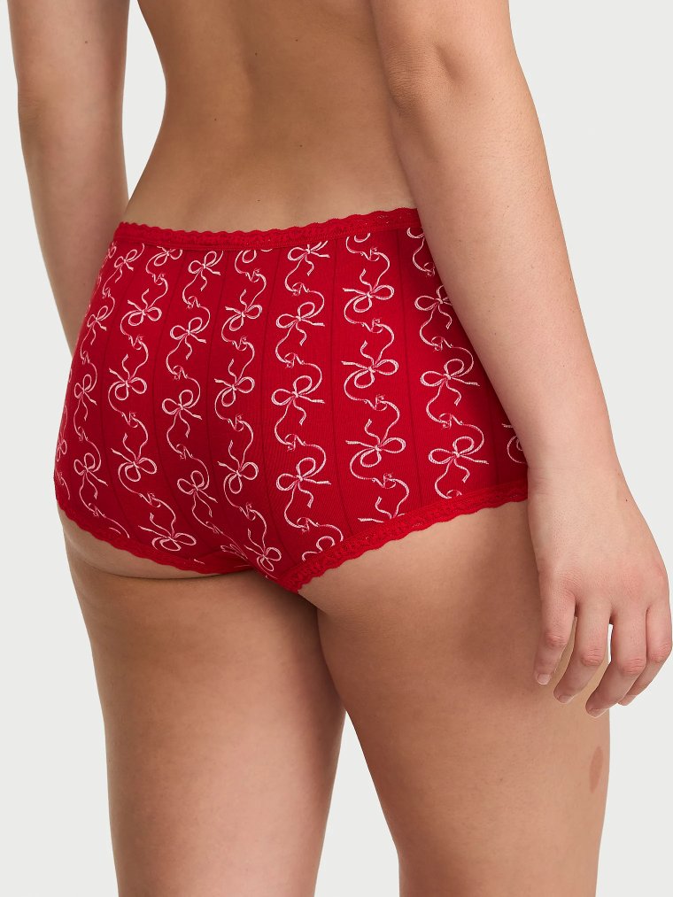 Хлопковые трусики-боксеры (Boyshort Panty) с кружевной отделкой (Lace-Trim)