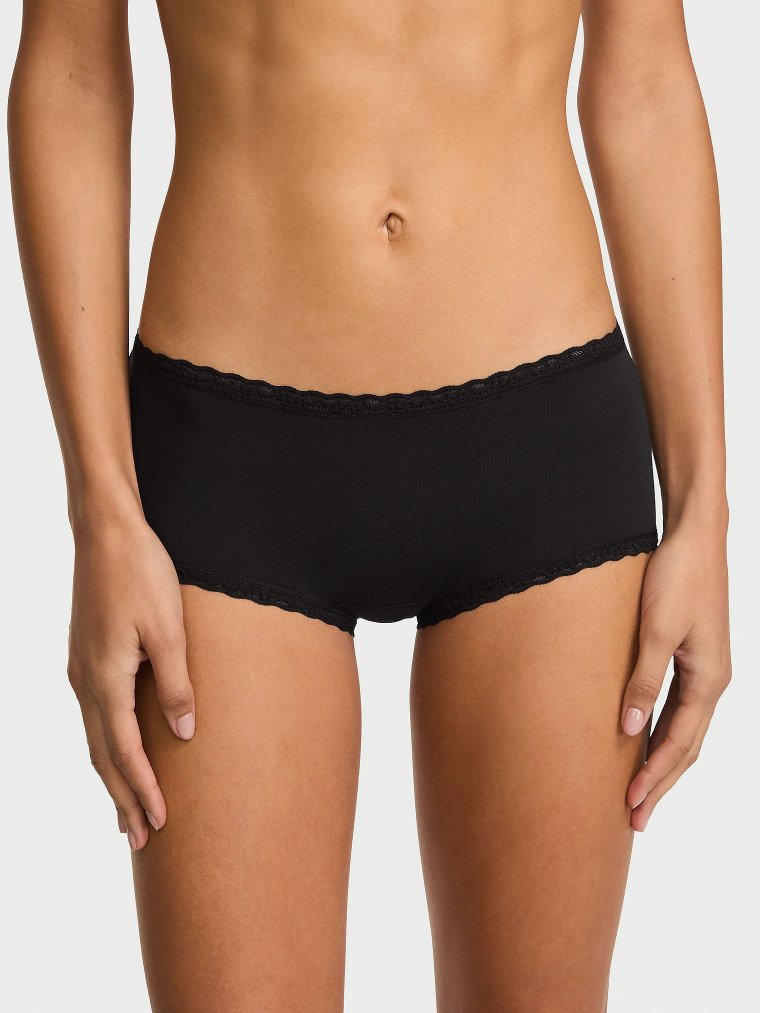 Cotton Lace-Trim Boyshort Panty