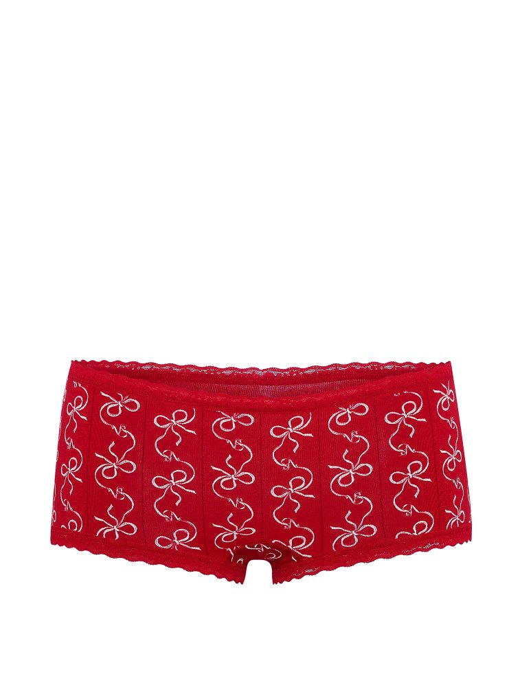 Хлопковые трусики-боксеры (Boyshort Panty) с кружевной отделкой (Lace-Trim)