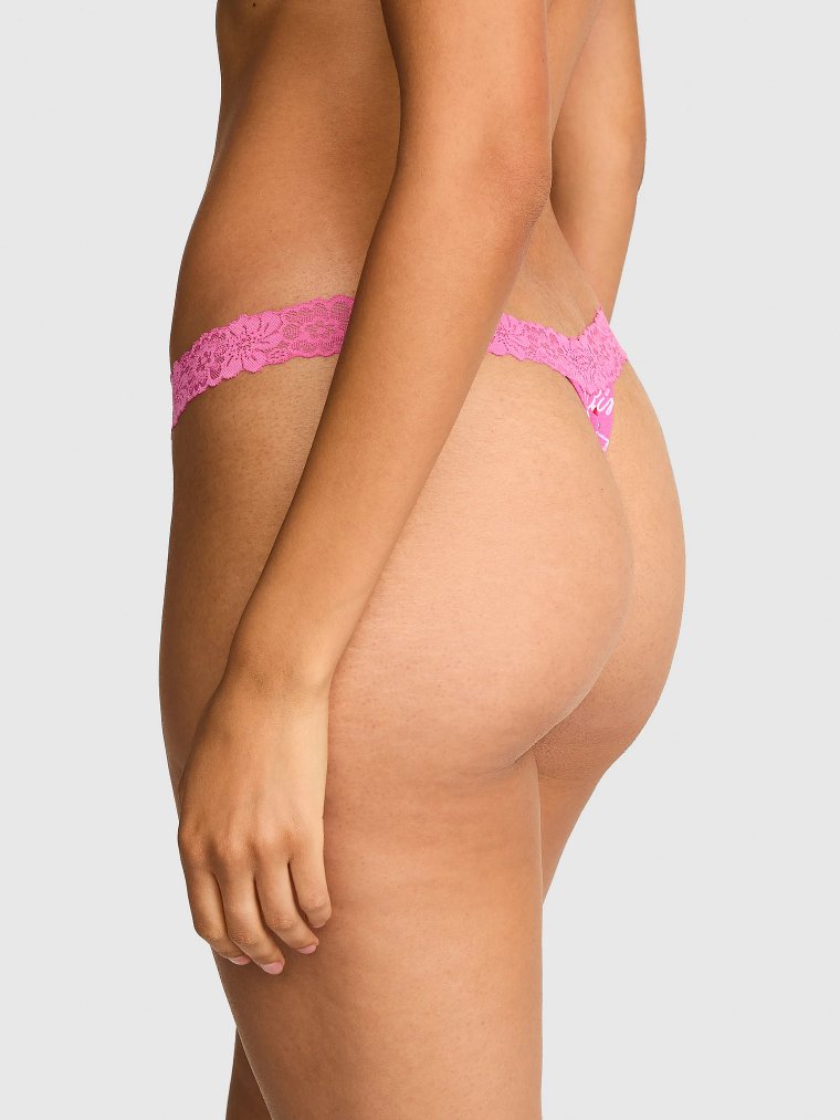 Хлопковые тонги (Thong Panty) с кружевной отделкой (Lace-Trim)