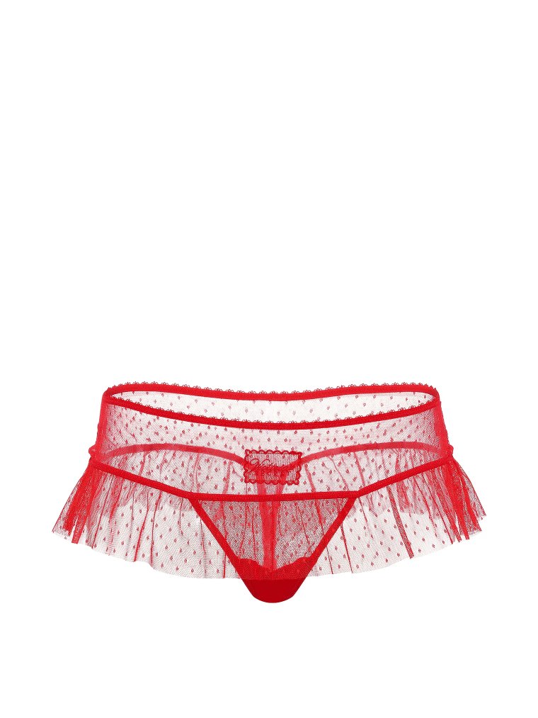 Dot Mesh Skirted Hipster Thong Panty