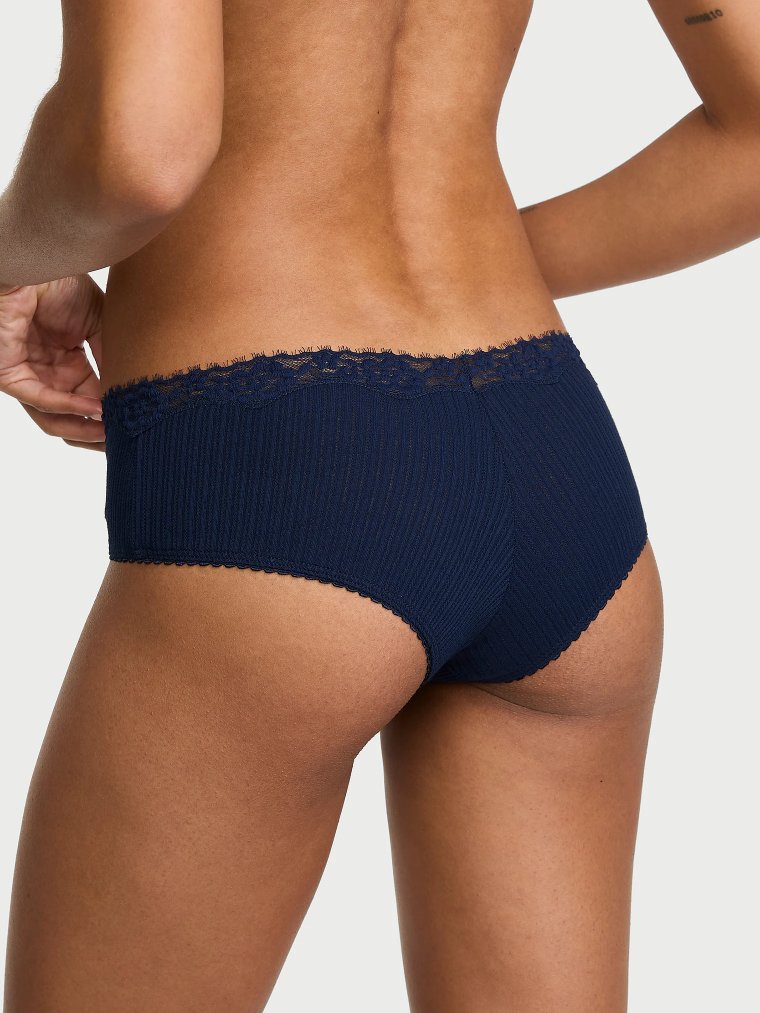 Cotton Pointelle Lace-Trim Cheeky Panty