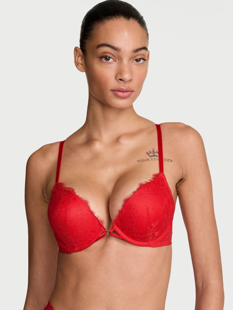 Bombshell Add-2-Cups розовый кружевной лифчик-пушап (Push-Up Bra)