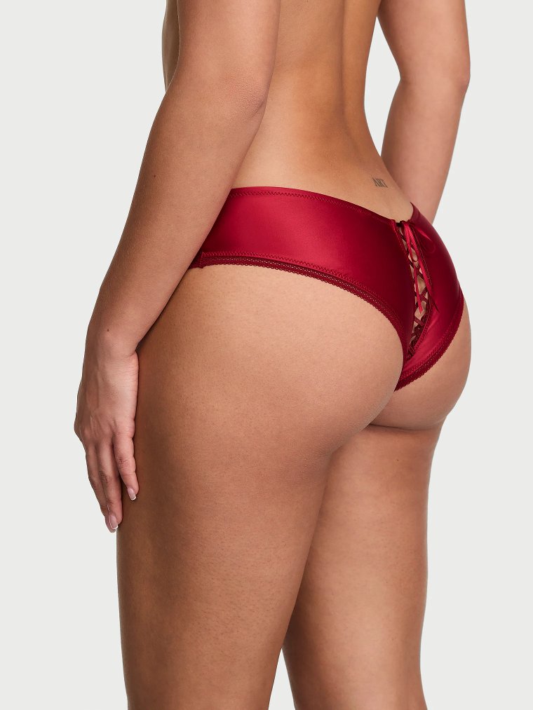 Satin Lace-Up Peekaboo Cheeky Panty