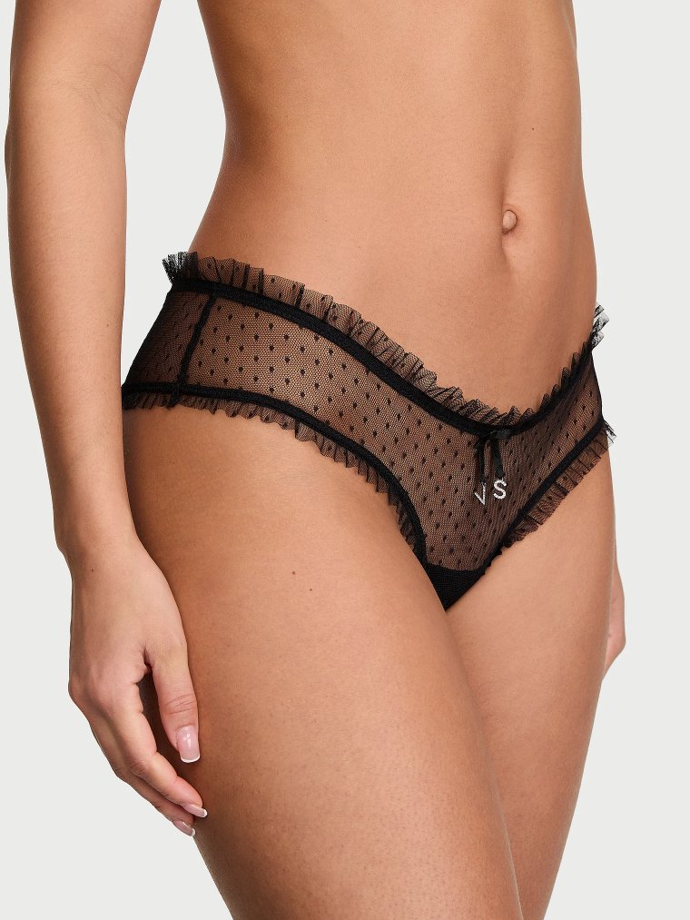 Tease Dot Mesh Ruffled Cheeky Panty