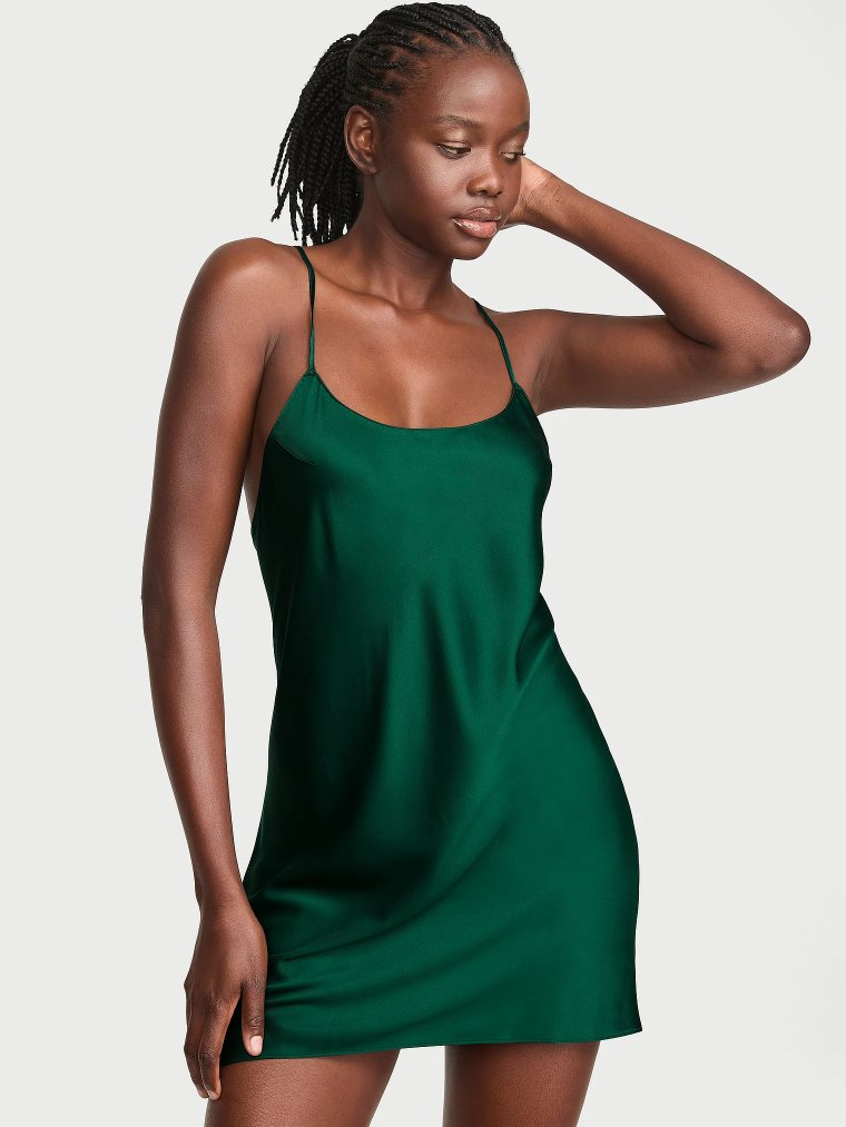 Сатиновое слип-платье (Slip Dress) с открытой спиной