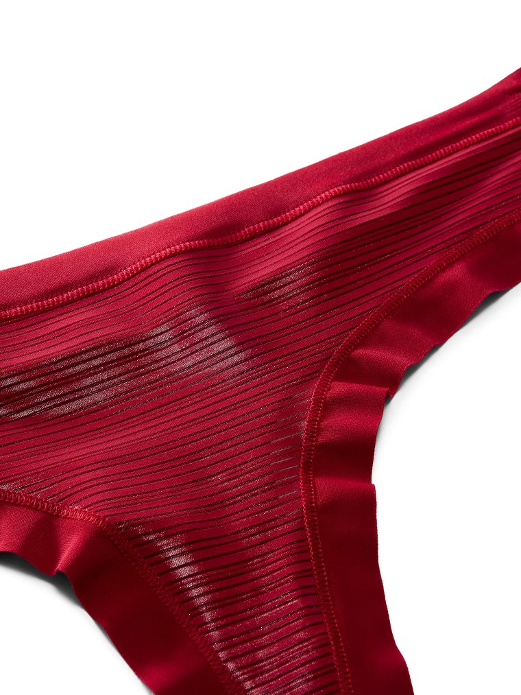 No-Show Shimmer Stripe Mesh Cheeky Panty