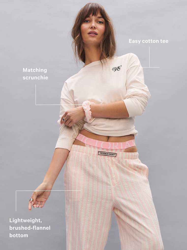 CozyFlannel™ Комплект из длинной футболки-пижамы и резинки для волос